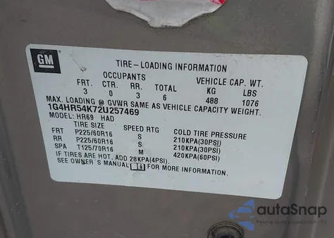 2002 Buick Lesabre Limited z USA, uszkodzony, nr VIN 1G4HR54K72U257469